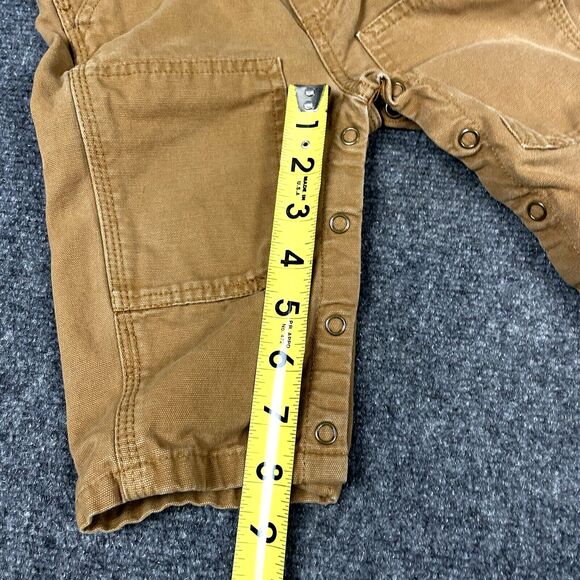 Carhartt Canvas Bib Overalls Infant Sz 9 Mos 9M Brown Double  Knee Kids Work - Picture 9 of 12